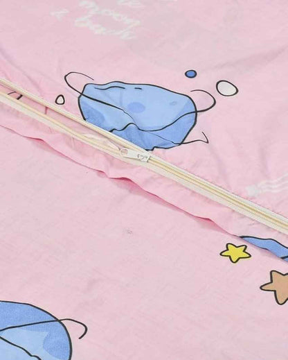 Pink Satellite Printed Kids Comfy Quilts Cover With Zipper