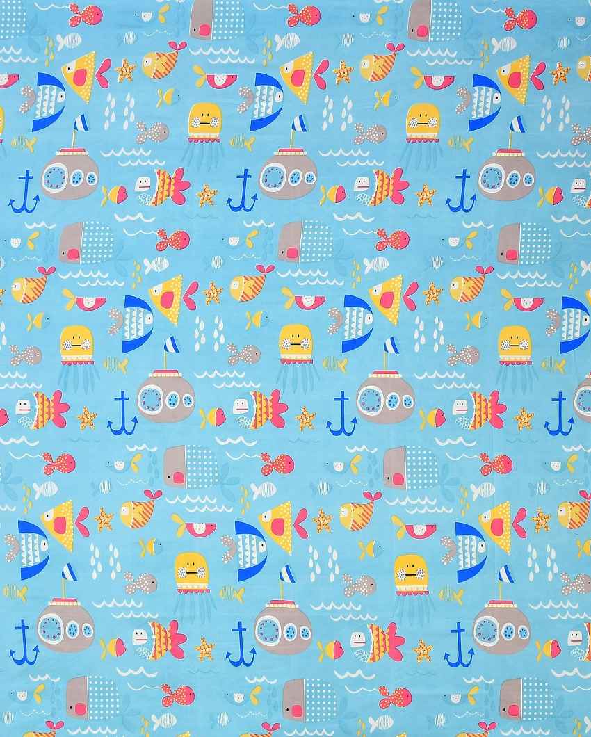 Blue Water Animal Printed Kids Comfy Quilts Cover With Zipper