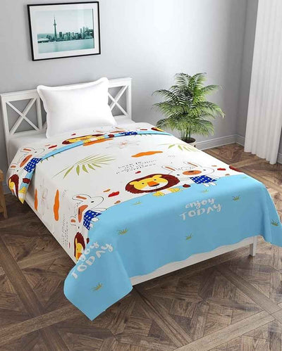 White Lion Printed Kids Comfy Quilts Cover With Zipper