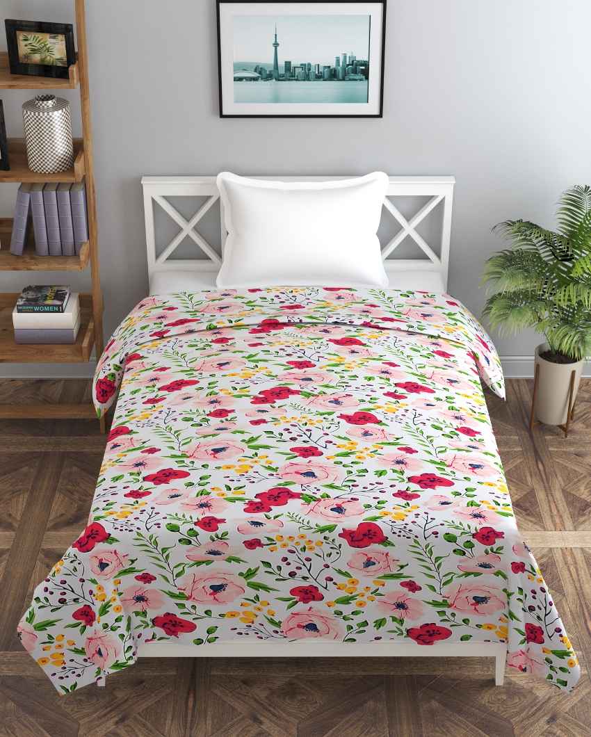 White Bouquet Printed Kids Comfy Quilts Cover