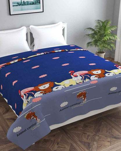 Chromatic Animal Carnival Printed Kids Comfy Quilts Cover With Zipper