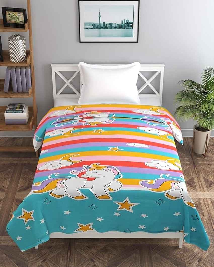 Pink Unicorn Printed Kids Comfy Quilts Cover