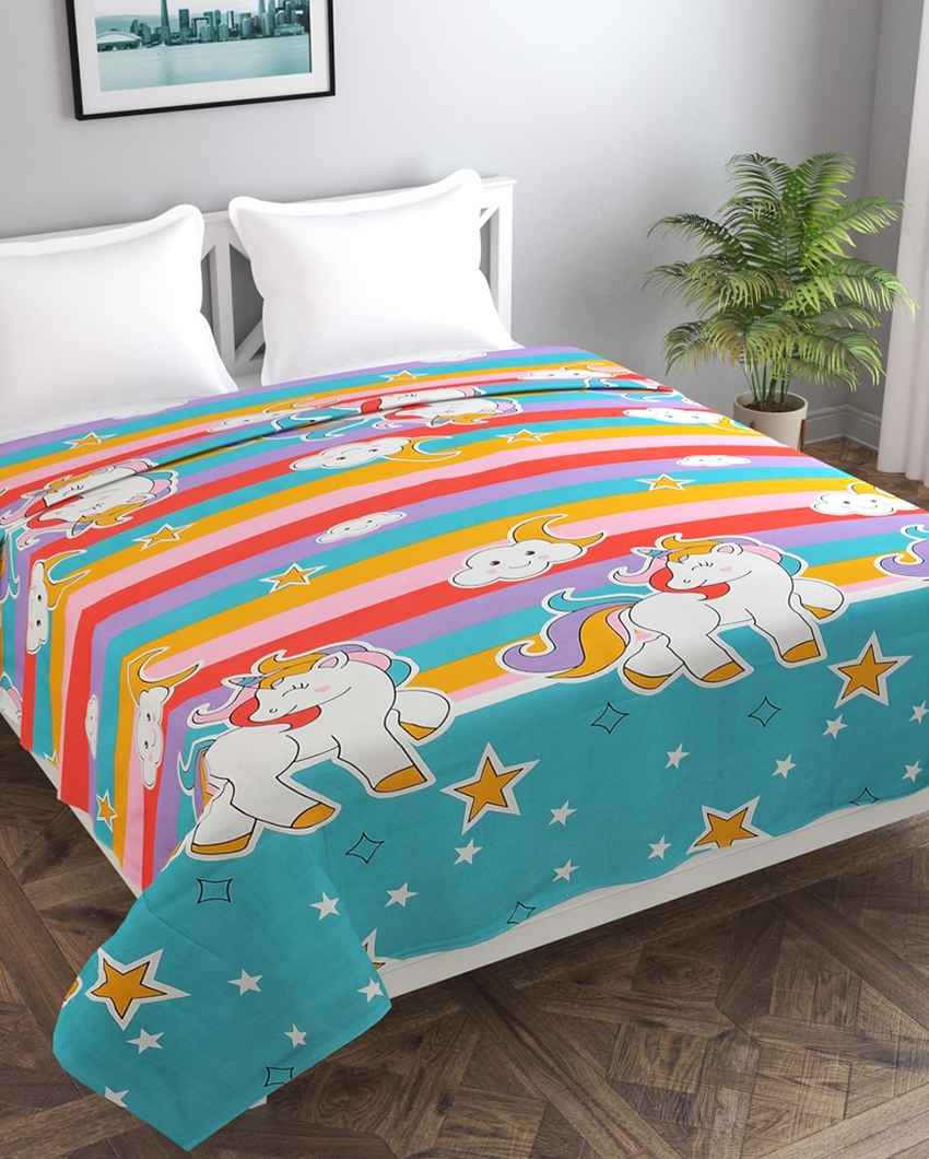 Pink Unicorn Printed Kids Comfy Quilts Cover