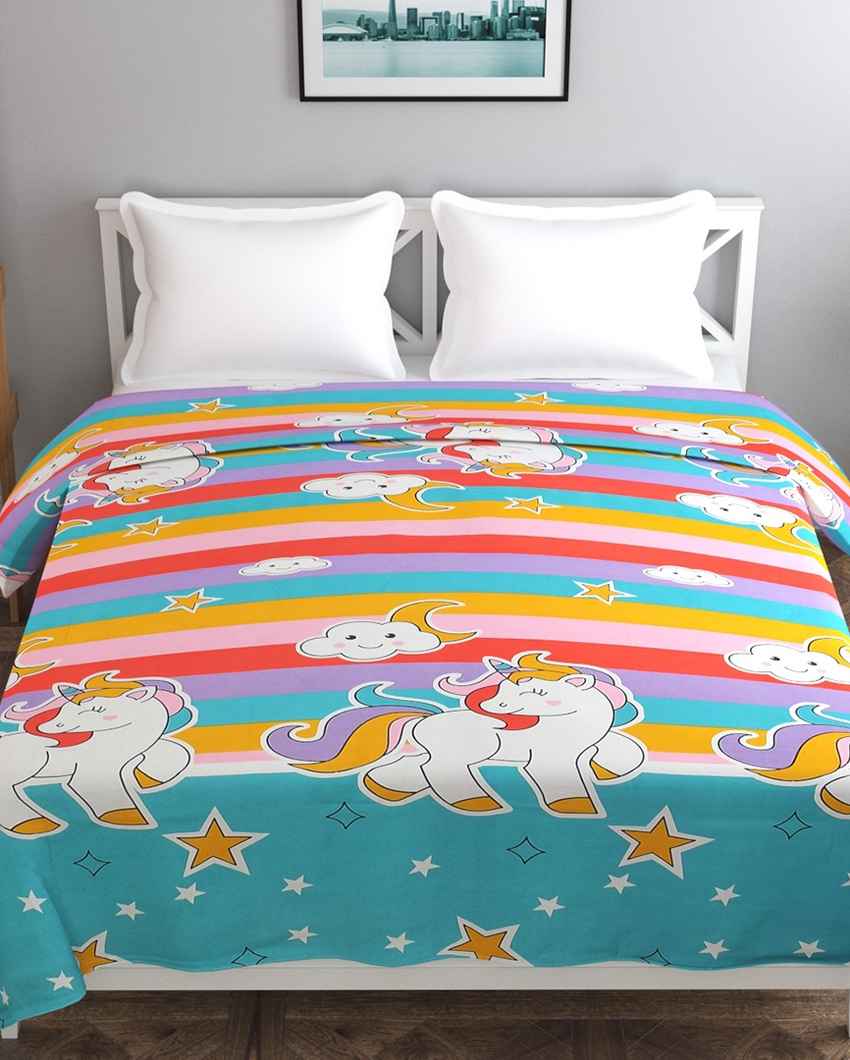 Pink Unicorn Printed Kids Comfy Quilts Cover
