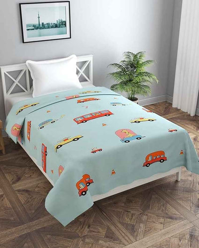 Animal Bus Printed Kids Comfy Quilts Cover With Zipper