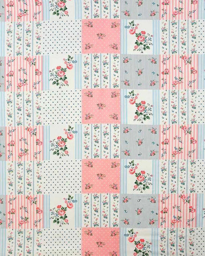 Pink Check Flower Printed Kids Comfy Quilts Cover With Zipper