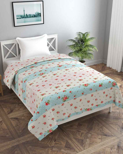 Red & Pink Strawberry Flowers Printed Kids Comfy Quilts Cover With Zipper