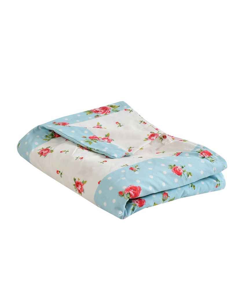 Red & Pink Strawberry Flowers Printed Kids Comfy Quilts Cover With Zipper