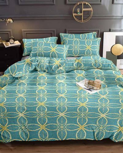 Elegant Velvet Teal Flower Bed Duvet Blanket Covers With Zipper