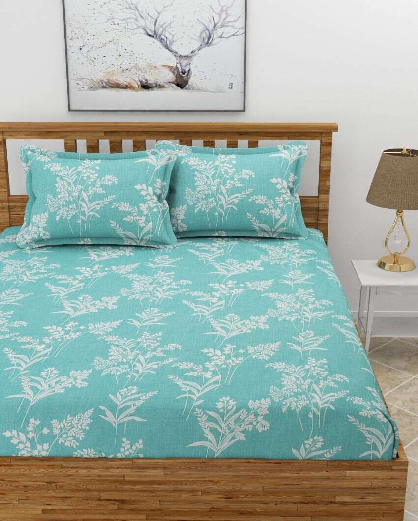 Grass Glace Cotton Fitted Double Bedsheet Set | 78 x 72 x 8 inches