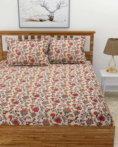 Red Glace Cotton Bedding Set with 2 Pillow Covers | Queen Size | 90 x 100 inches