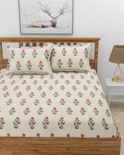 Stylish Glace Cotton Bedding Set with 2 Pillow Covers | Queen Size | 90 x 100 inches