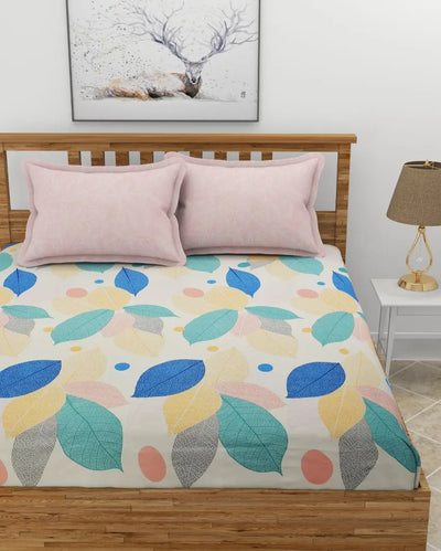 Multi Leaf Premium Glace Cotton Bedding Set | King Size  | 108 x 108 inches