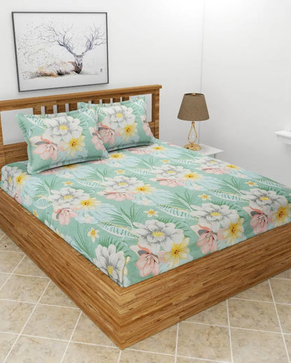 Green Premium Glace Cotton Bedding Set | King Size