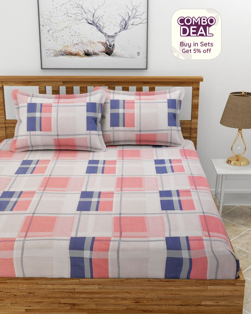 Peach Premium Glace Cotton Bedding Set | King Size | 108 x 108 inches