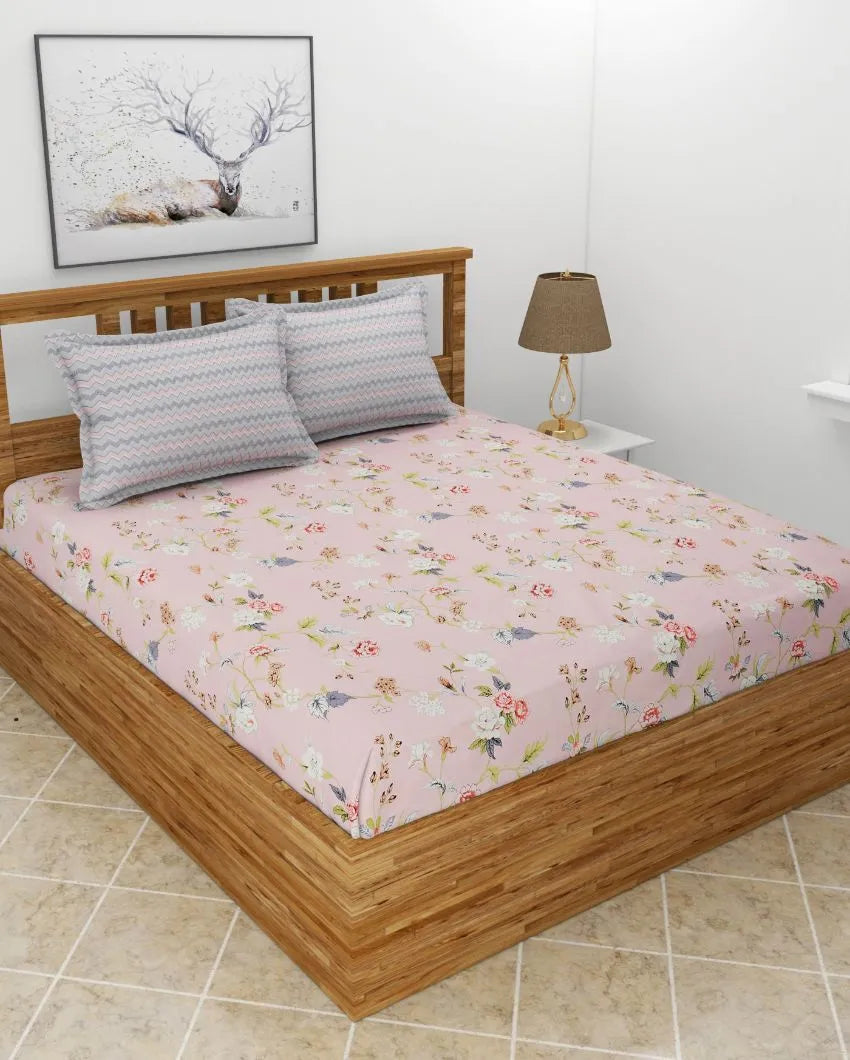 Lite Pink Premium Glace Cotton Bedding Set | King Size