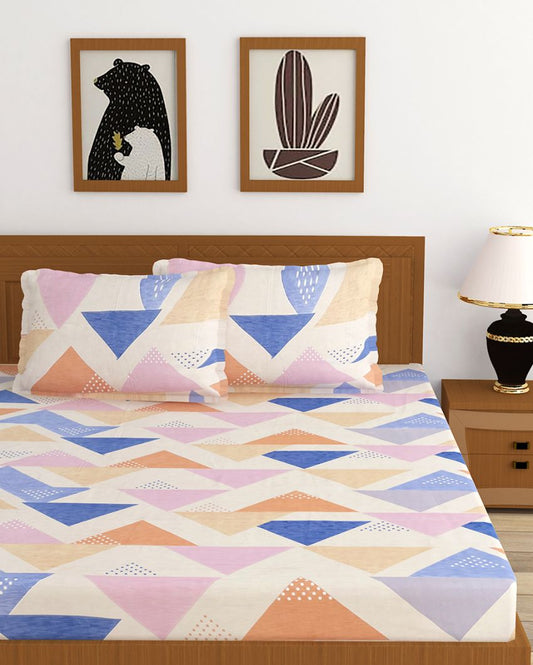 Multi Premium Glace Cotton Bedding Set | King Size  | 108 x 108 inches