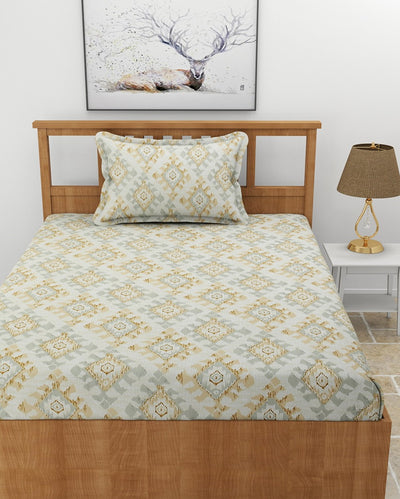 Artistic Fleno Print Glace Cotton Bedsheet with Pillow Cover | 60 x 90 inches