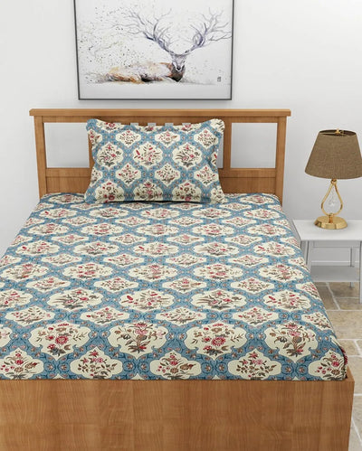 Exclusive Unique Flower Glace Cotton Bedsheet with Pillow Cover | 60 x 90 inches