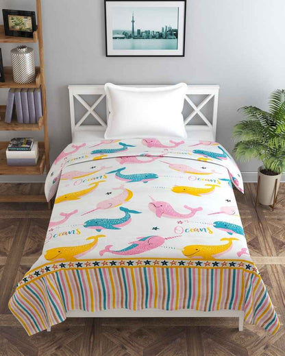 Ocean Fish Printed Kids Comfy Quilts Cover With Zipper