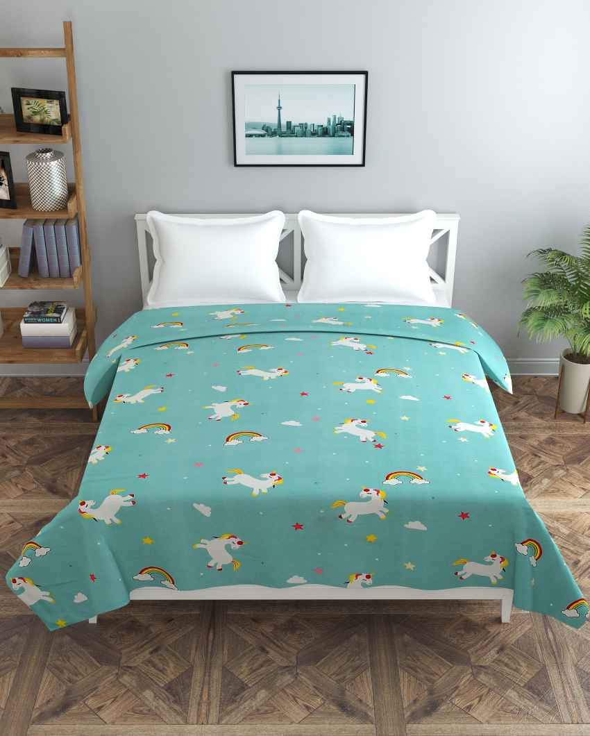 Sky Blue Unicorn Printed Kids Comfy Quilts Cover