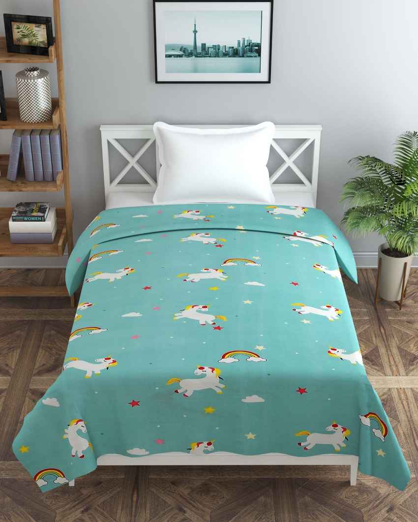 Sky Blue Unicorn Printed Kids Comfy Quilts Cover