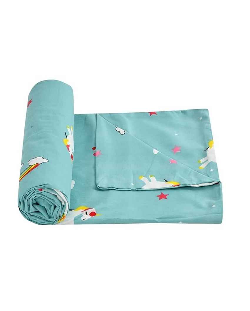 Sky Blue Unicorn Printed Kids Comfy Quilts Cover