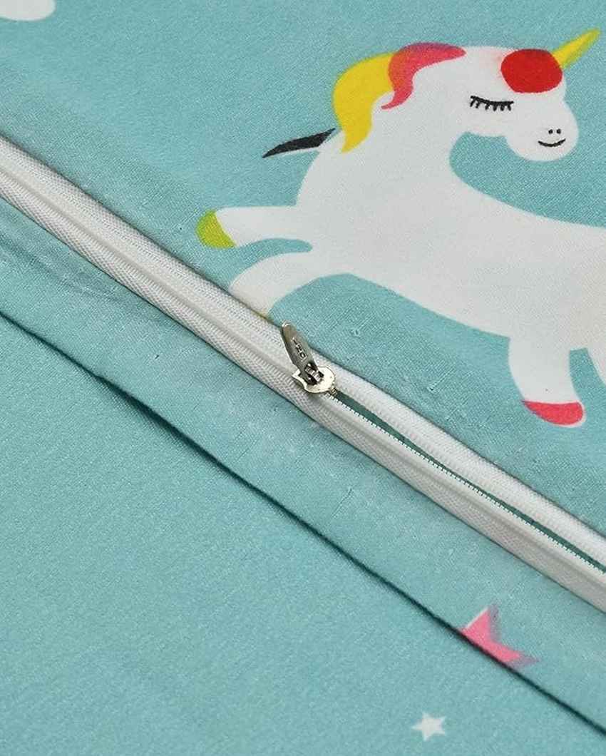 Sky Blue Unicorn Printed Kids Comfy Quilts Cover