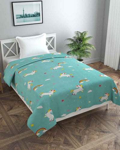 Sky Blue Unicorn Printed Kids Comfy Quilts Cover