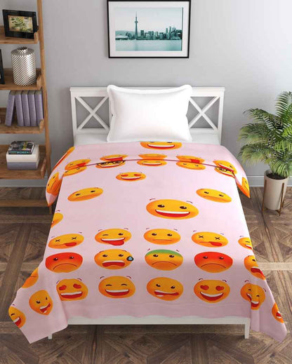 Pink Emojis Printed Kids Comfy Quilts Cover With Zipper