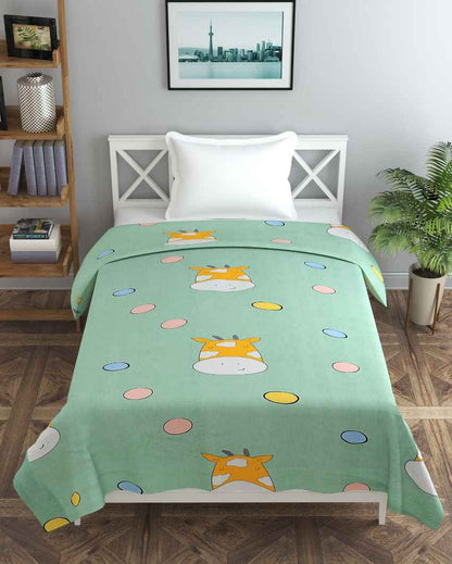 Green Moke Printed Kids Comfy Quilts Cover With Zipper