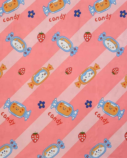 Pink Candy Printed Kids Comfy Quilts Cover With Zipper