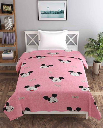 Pink Mickey Printed Kids Comfy Quilts Cover With Zipper