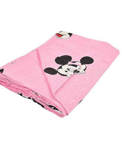 Pink Mickey Printed Kids Comfy Quilts Cover With Zipper