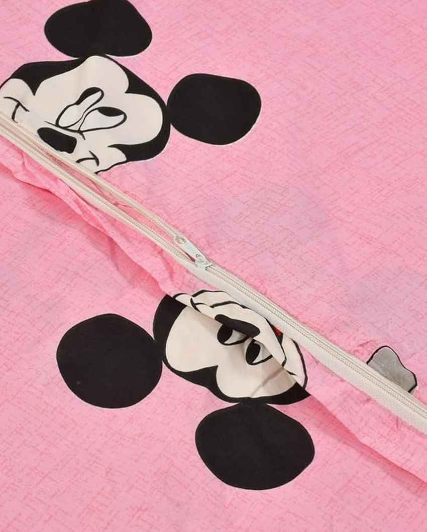 Pink Mickey Printed Kids Comfy Quilts Cover With Zipper