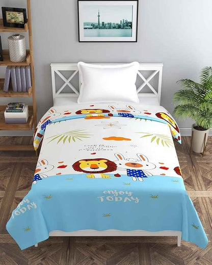 White Lion Printed Kids Comfy Quilts Cover