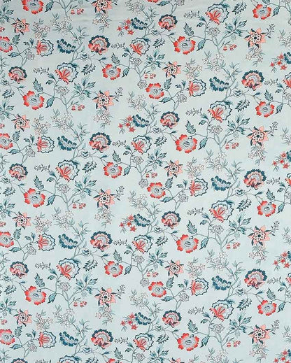 Sky Blue & Pink Flowers Printed Kids Comfy Quilts Cover With Zipper