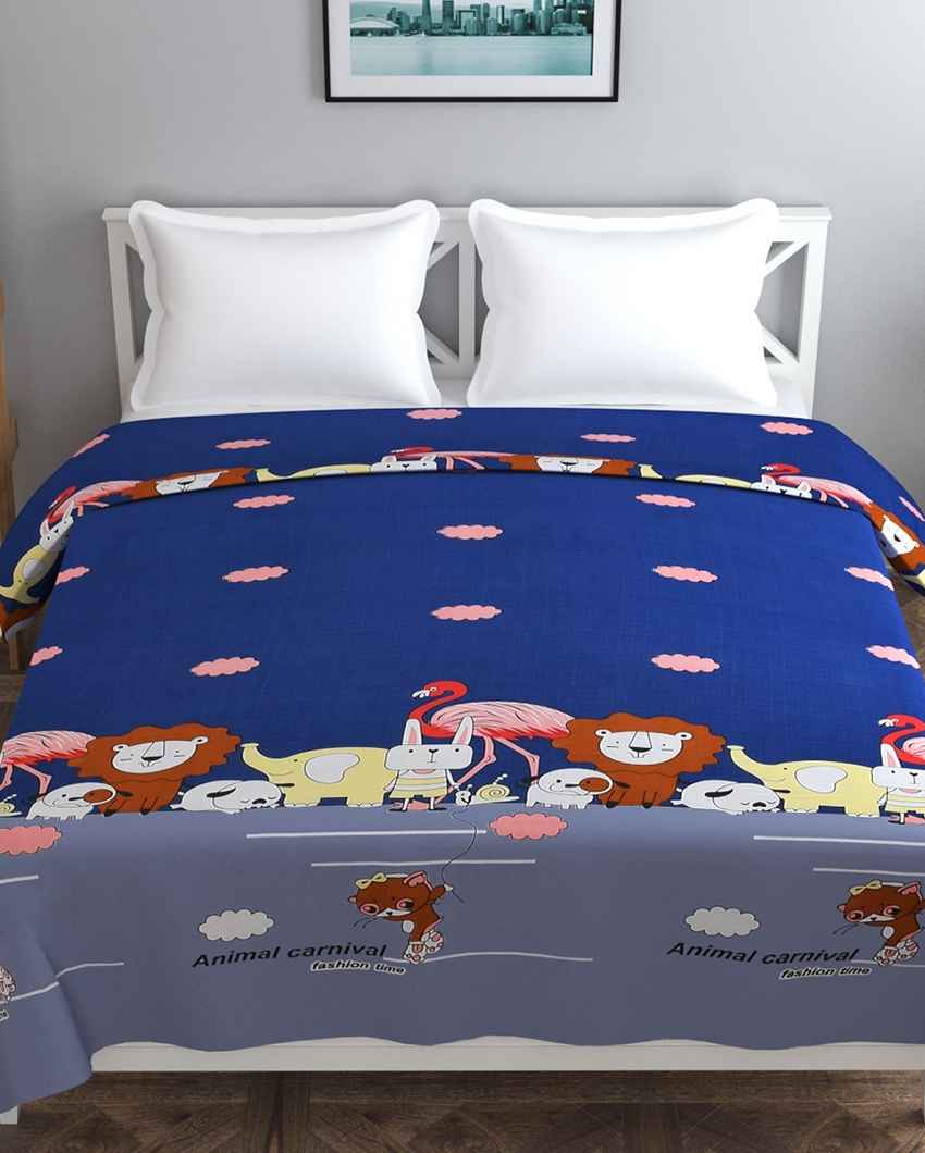 Chromatic Animal Carnival Printed Kids Comfy Quilts Cover With Zipper