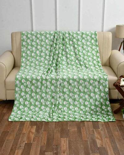 Green Moon Star Flannel Super Soft Warm Blanket For Winters | 190 GSM