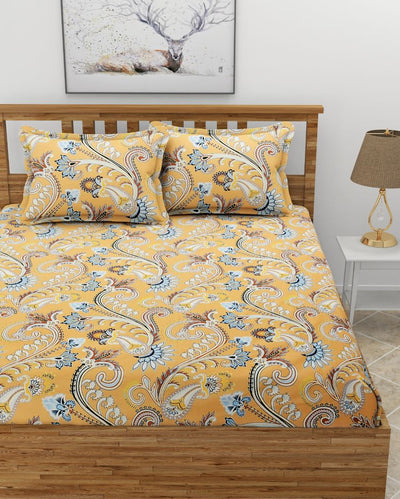 Printed Glace Cotton Bedding Set with 2 Pillow Covers | Queen Size | 90 x 100 inches