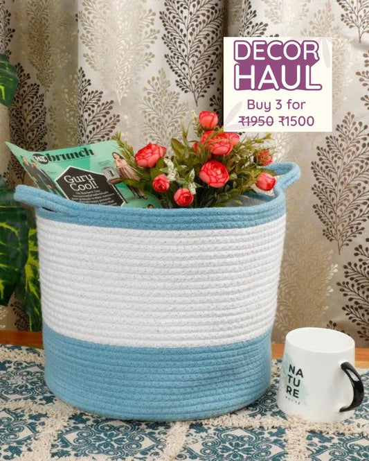 Cotton Dual Handle Basket | 10x7.5 Inches