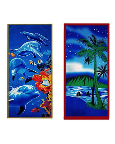 Marine & Beach Polyester Printed Quick Dry Microfiber Bath Towels | Set of 2 | 26 X 57 inches