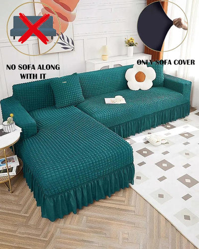 ONLY SOFA COVER | Modern L-Shaped Polyester Sofa Couch Cover | 4 Seater | 33 x 70 x 33 inches