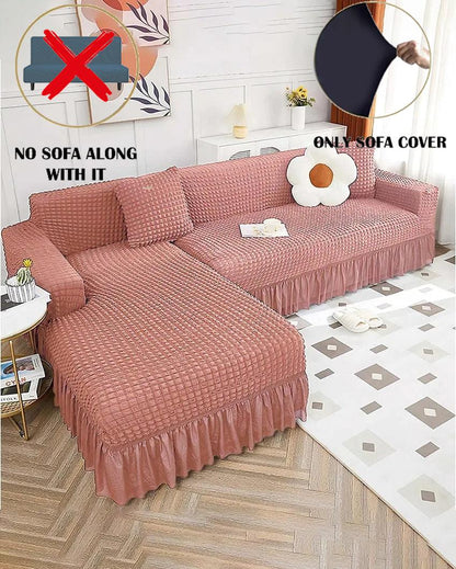 ONLY SOFA COVER | Modern L-Shaped Polyester Sofa Couch Cover | 4 Seater | 33 x 70 x 33 inches