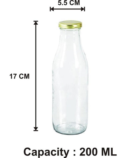 Compact Clear Glass Water Milk and Juice Storage Bottle Ideal for Daily Use | 200 ML | 2 x 7 inches