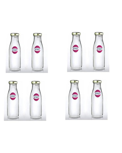 Compact Clear Glass Water Milk and Juice Storage Bottle Ideal for Daily Use | 200 ML | 2 x 7 inches