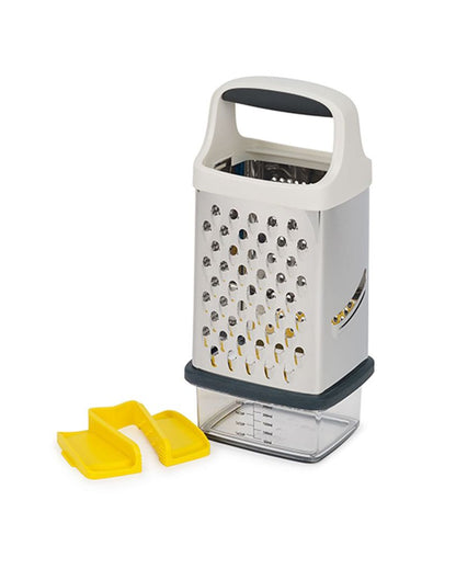 Elegant Silver Shade Multi-Grip Box Grater with Food Griper | 4 x 5 x 7 iches