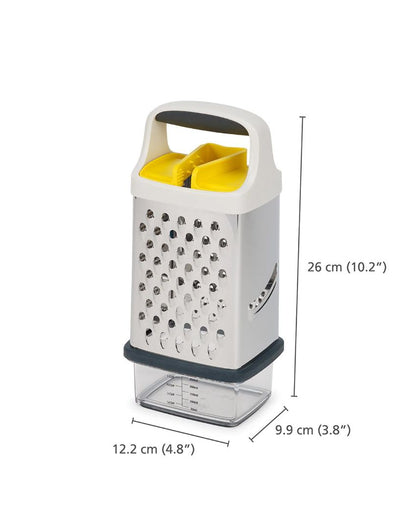 Elegant Silver Shade Multi-Grip Box Grater with Food Griper | 4 x 5 x 7 iches