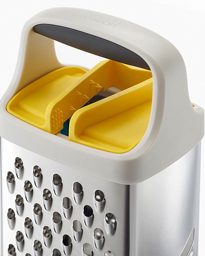 Elegant Silver Shade Multi-Grip Box Grater with Food Griper | 4 x 5 x 7 iches