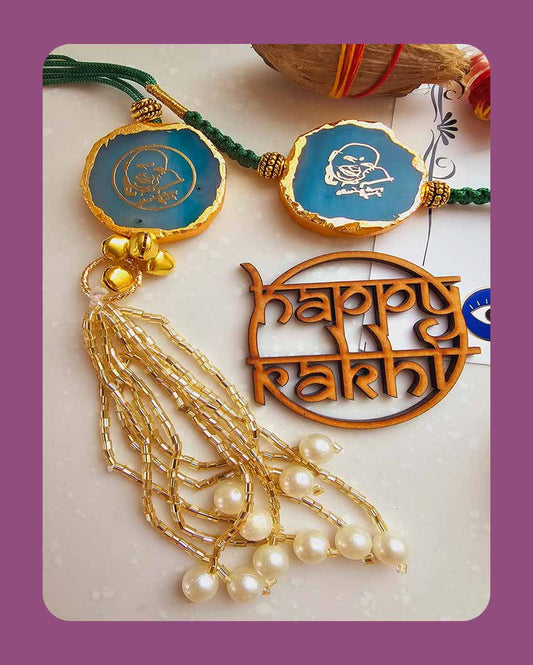 Green Guru Ji Couple Rakhi With Roli Chawal For Raksha Bandhan